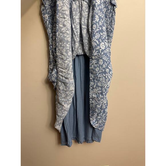 Lucky Brand Blue Floral Smocked Dress Womens Small Sleeveless Boho Tiered - Picture 5 of 6